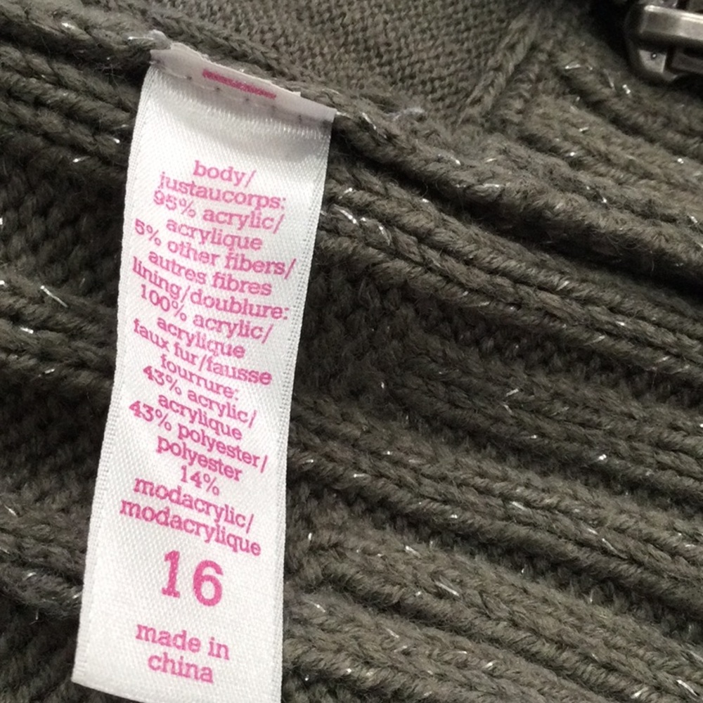 Justice Fuzzy Faux Fur Glitter Gray Full Front Zip Collared Vest 16 (Juniors) - Picture 13 of 16
